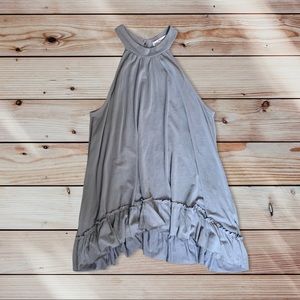 Dainty Hooligan Boho Blue Halter Top Ruffled Hem